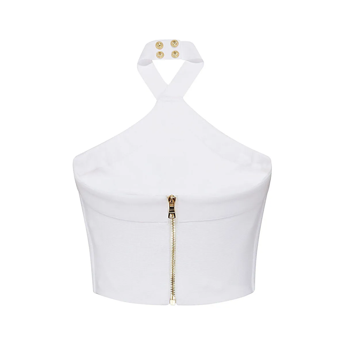 Balmain Panelled Halterneck Cropped Top