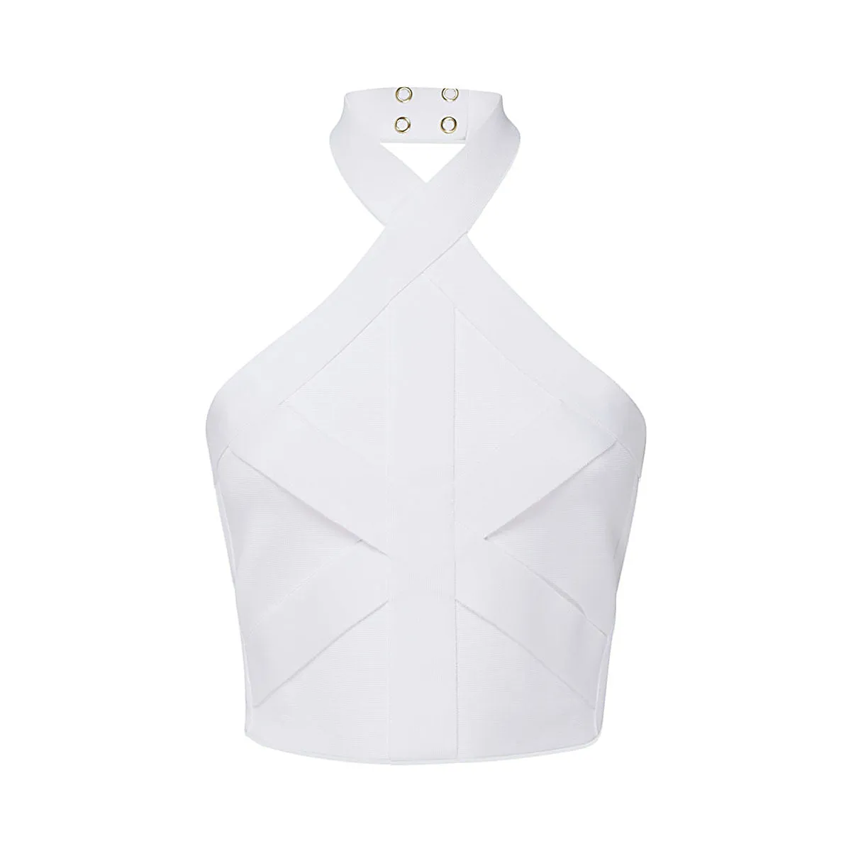Balmain Panelled Halterneck Cropped Top