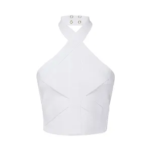 Balmain Panelled Halterneck Cropped Top