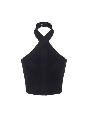 Balmain Panelled Halterneck Cropped Top