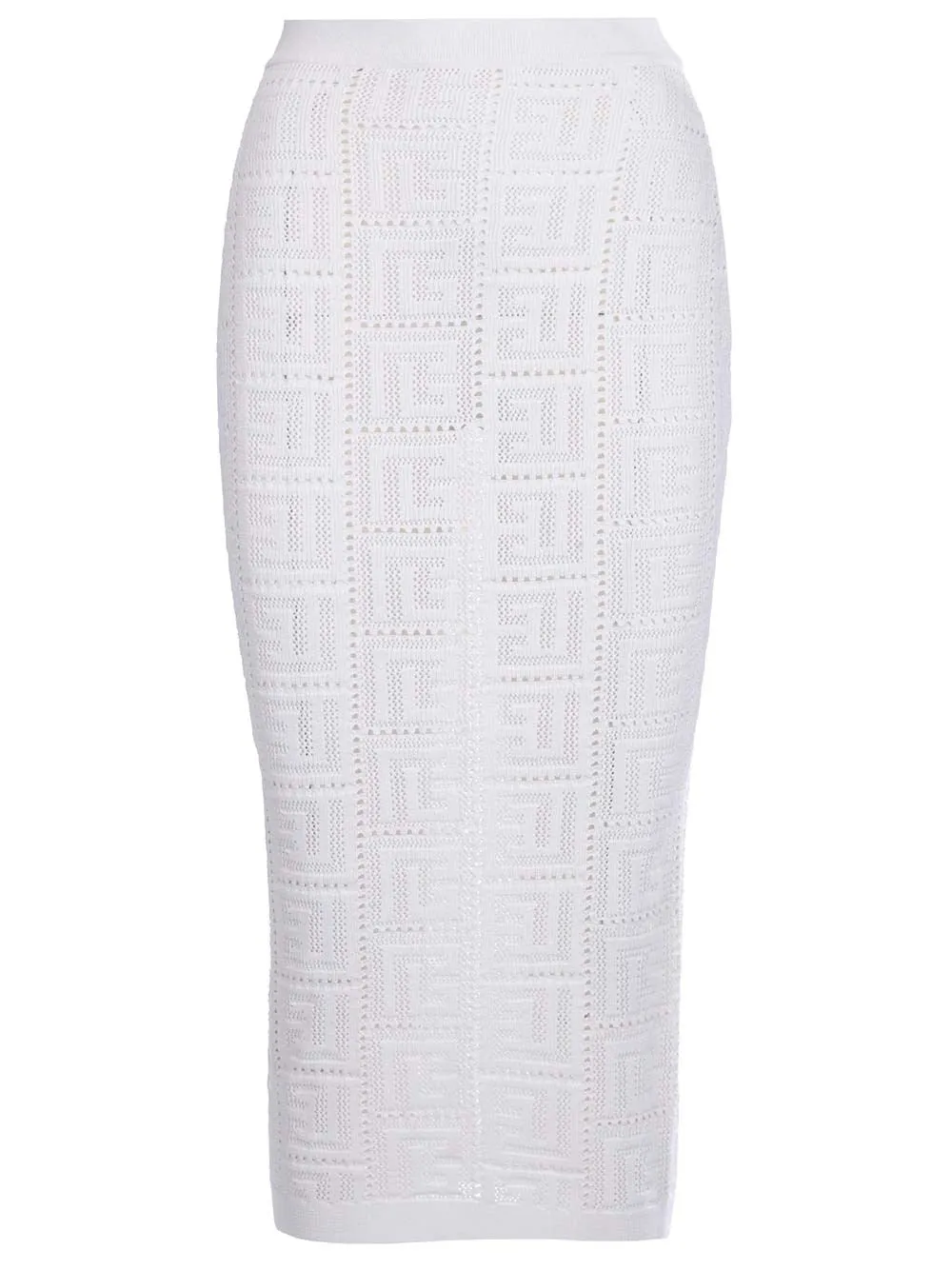 Balmain Perforated Monogram Midi Skirt