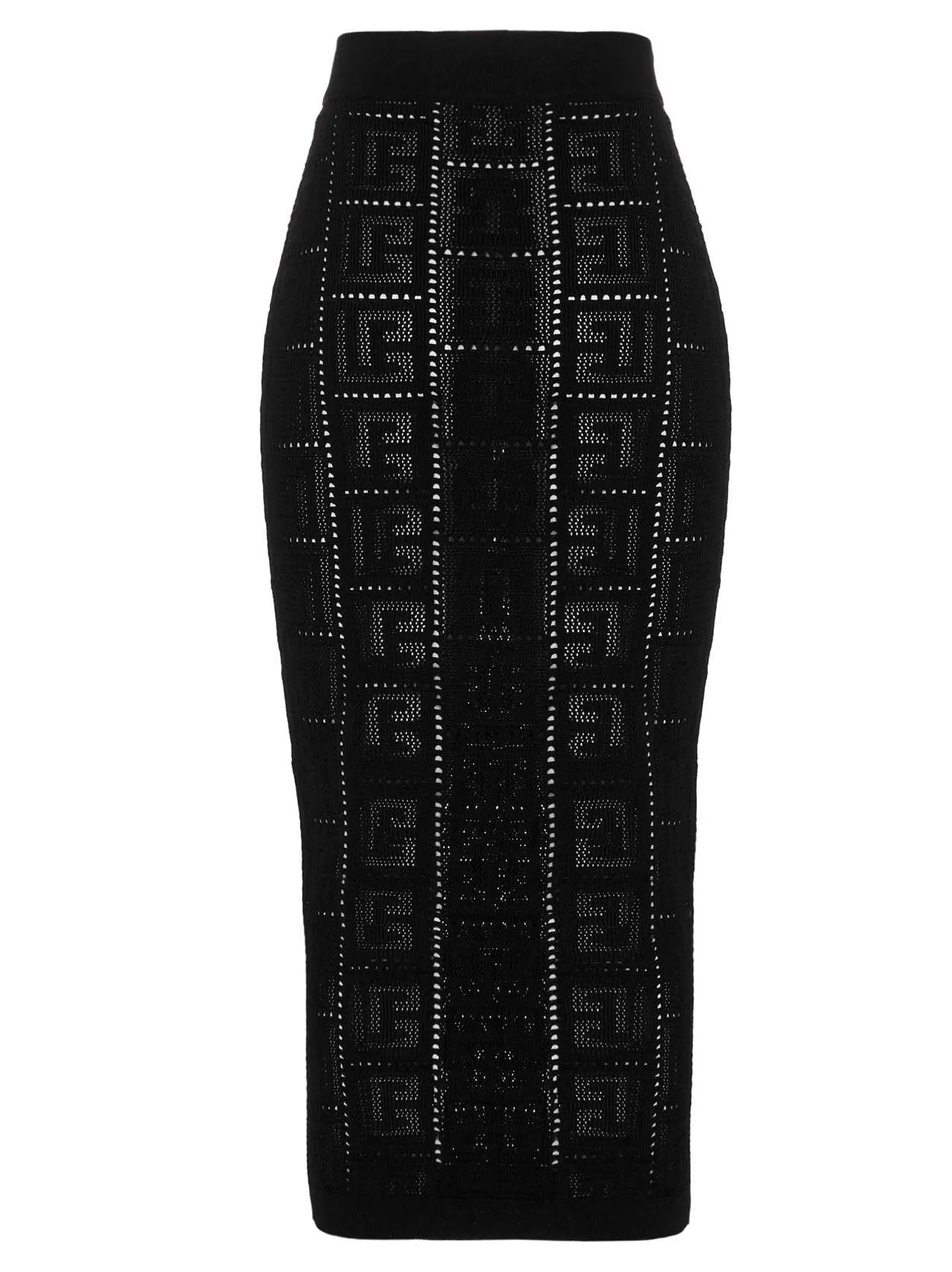 Balmain Perforated Monogram Midi Skirt