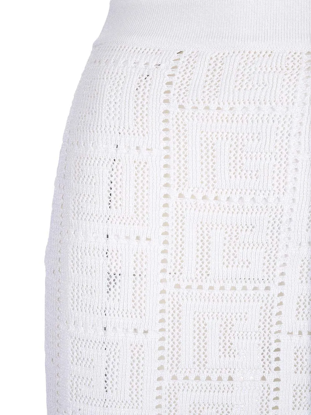 Balmain Perforated Monogram Midi Skirt