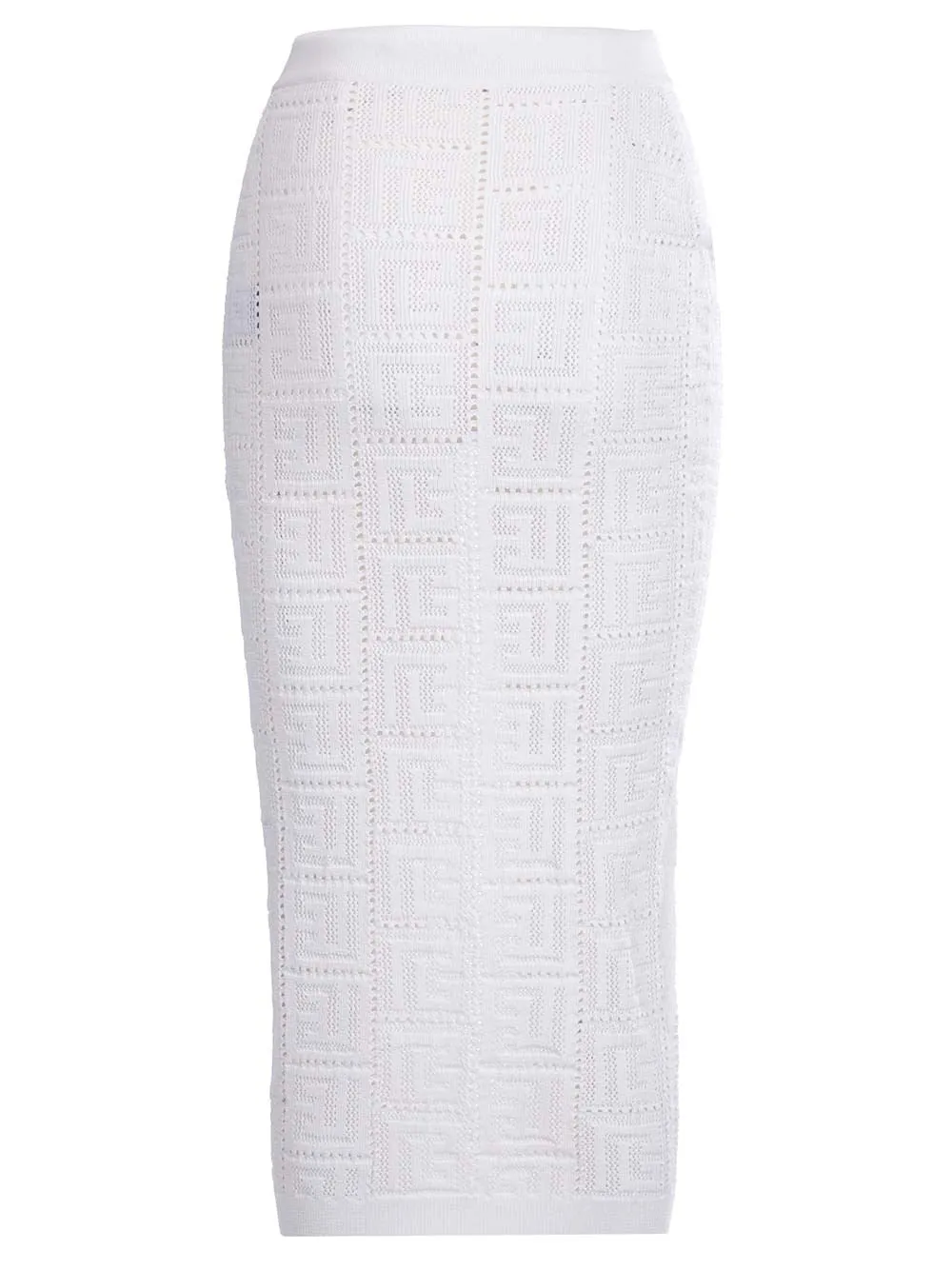 Balmain Perforated Monogram Midi Skirt
