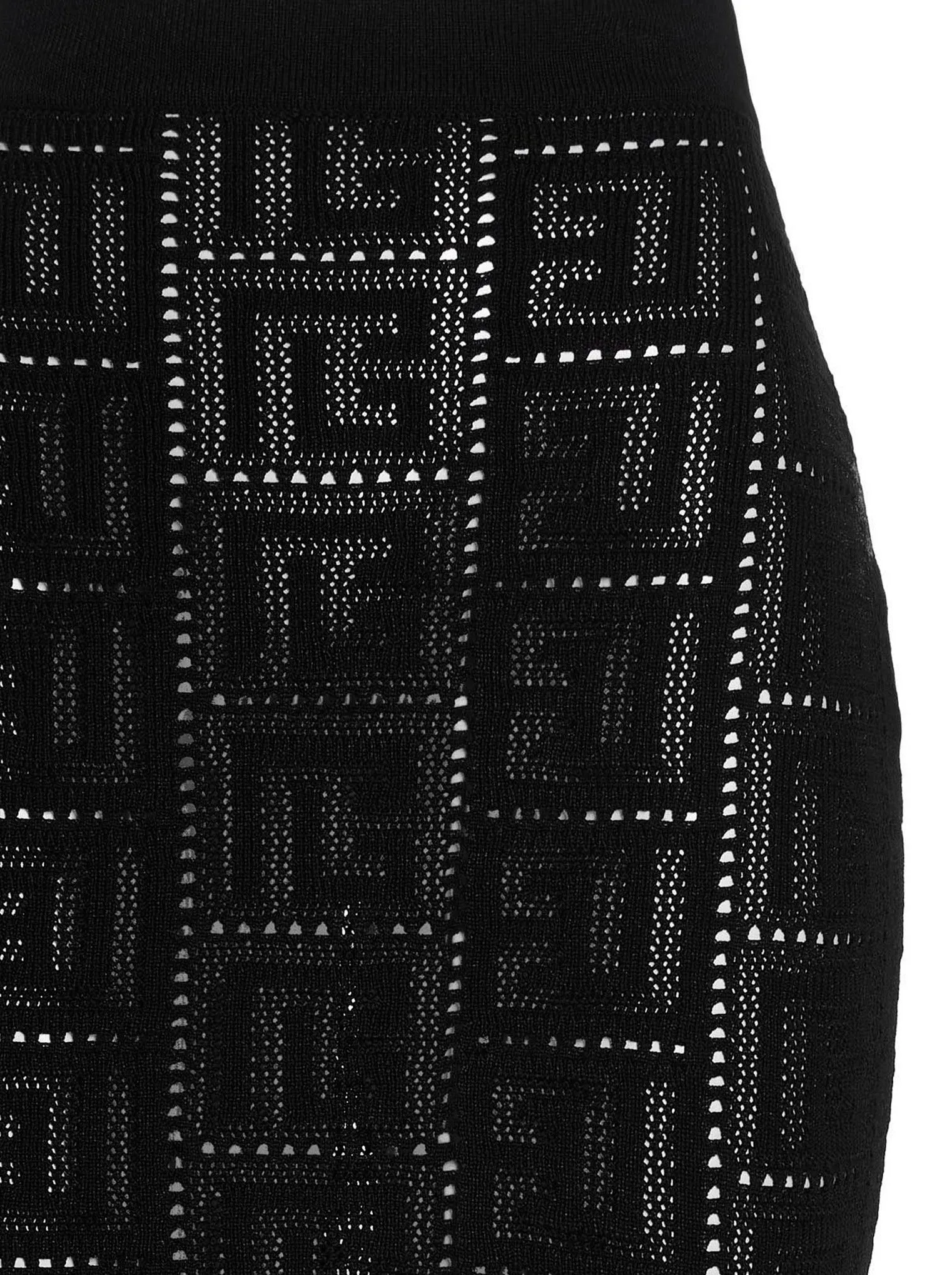 Balmain Perforated Monogram Midi Skirt