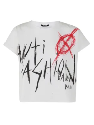 Balmain Slogan-Print Crewneck T-Shirt