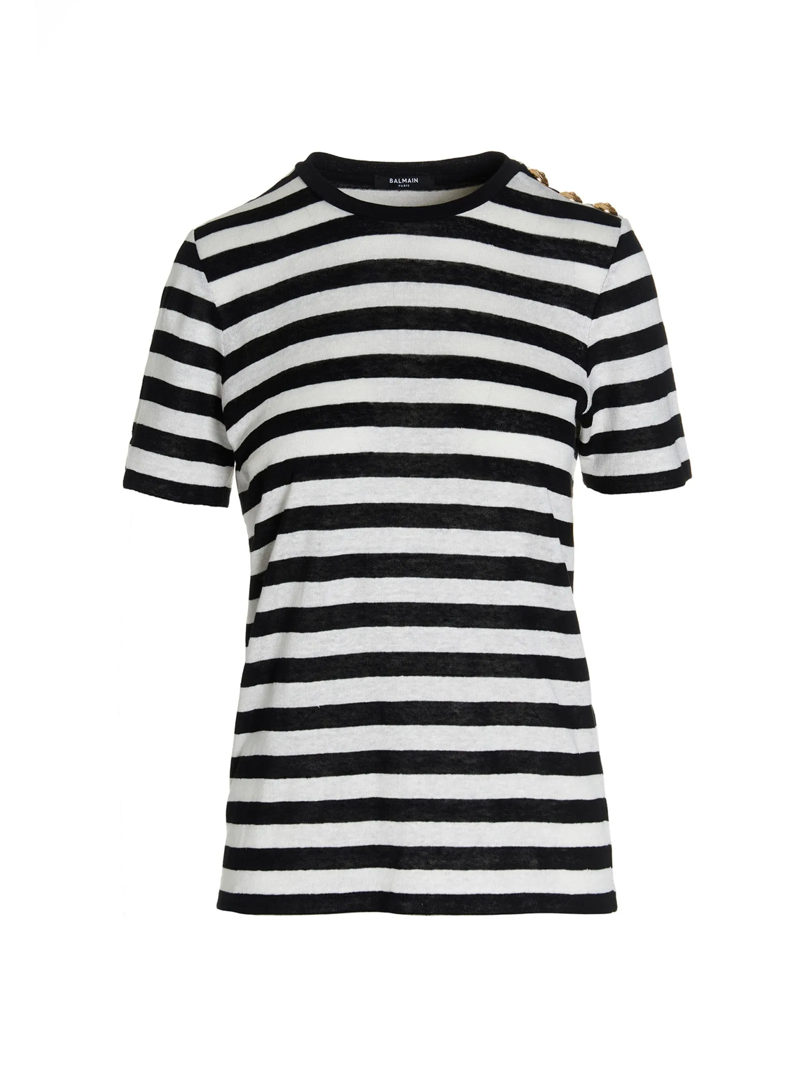 Balmain Striped Crewneck T-Shirt