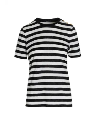 Balmain Striped Crewneck T-Shirt