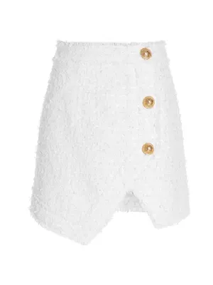 Balmain Tweed Asymmetric Mini Skirt