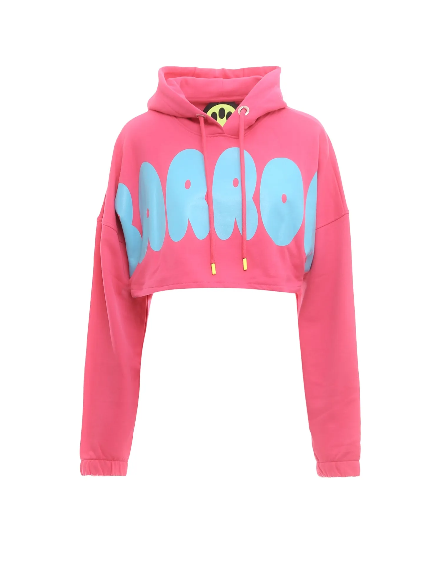 Barrow Logo Printed Drawstring Cropped Hoodie