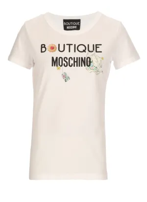 Boutique Moschino Logo Printed Crewneck T-Shirt