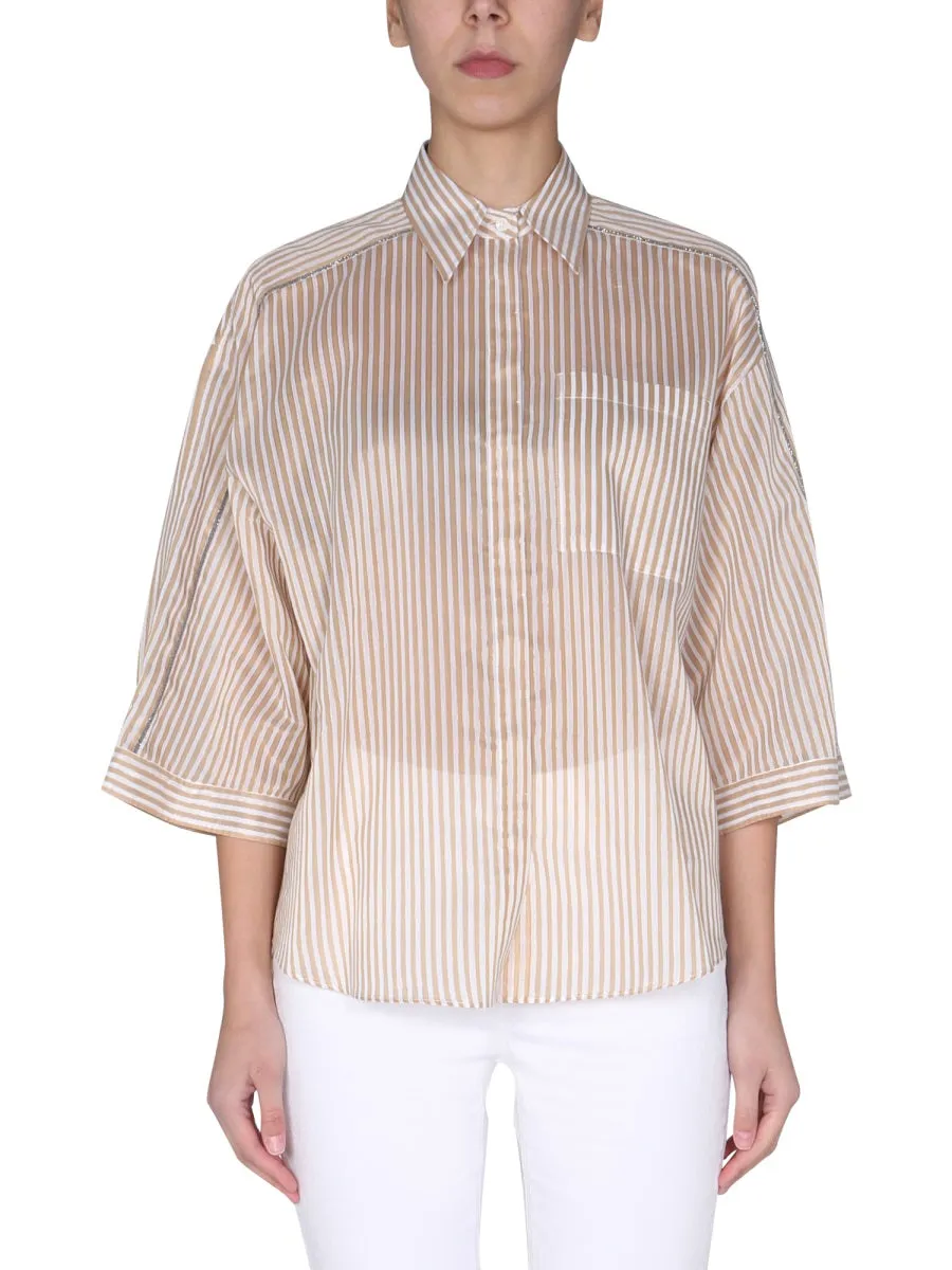 Brunello Cucinelli Embellished Striped Shirt