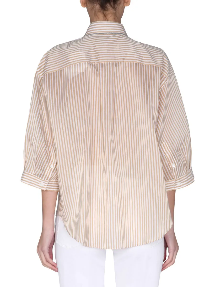 Brunello Cucinelli Embellished Striped Shirt
