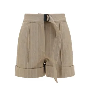 Brunello Cucinelli Striped Belted Shorts