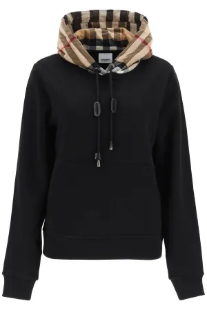 Burberry Check Detailed Drawstring Hoodie
