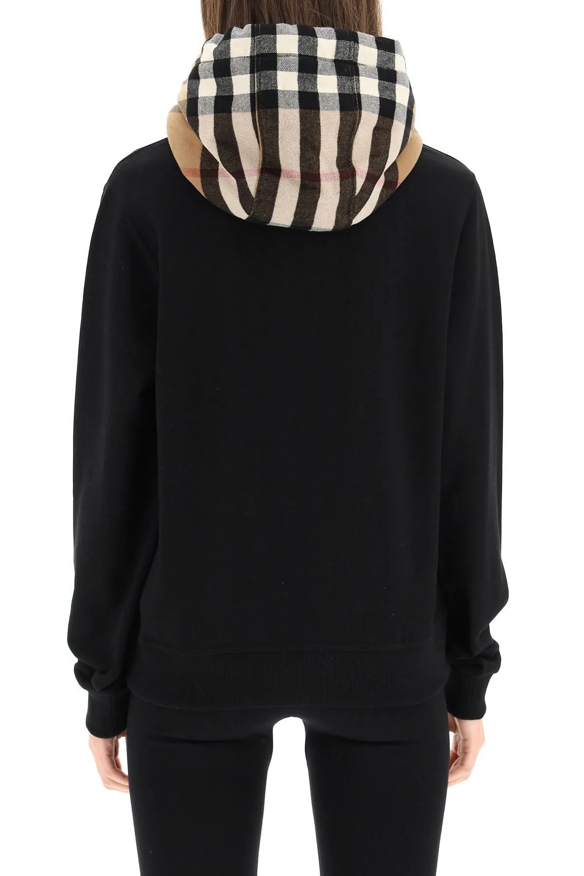 Burberry Check Detailed Drawstring Hoodie