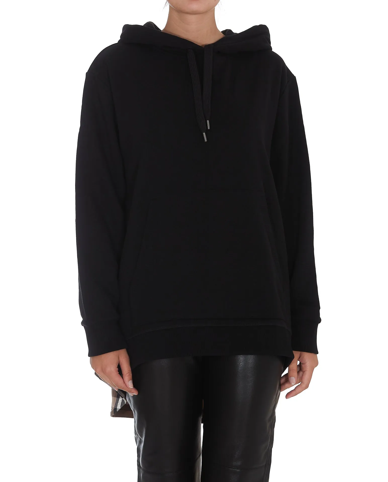 Burberry Check Printed Asymmetric Hoodie