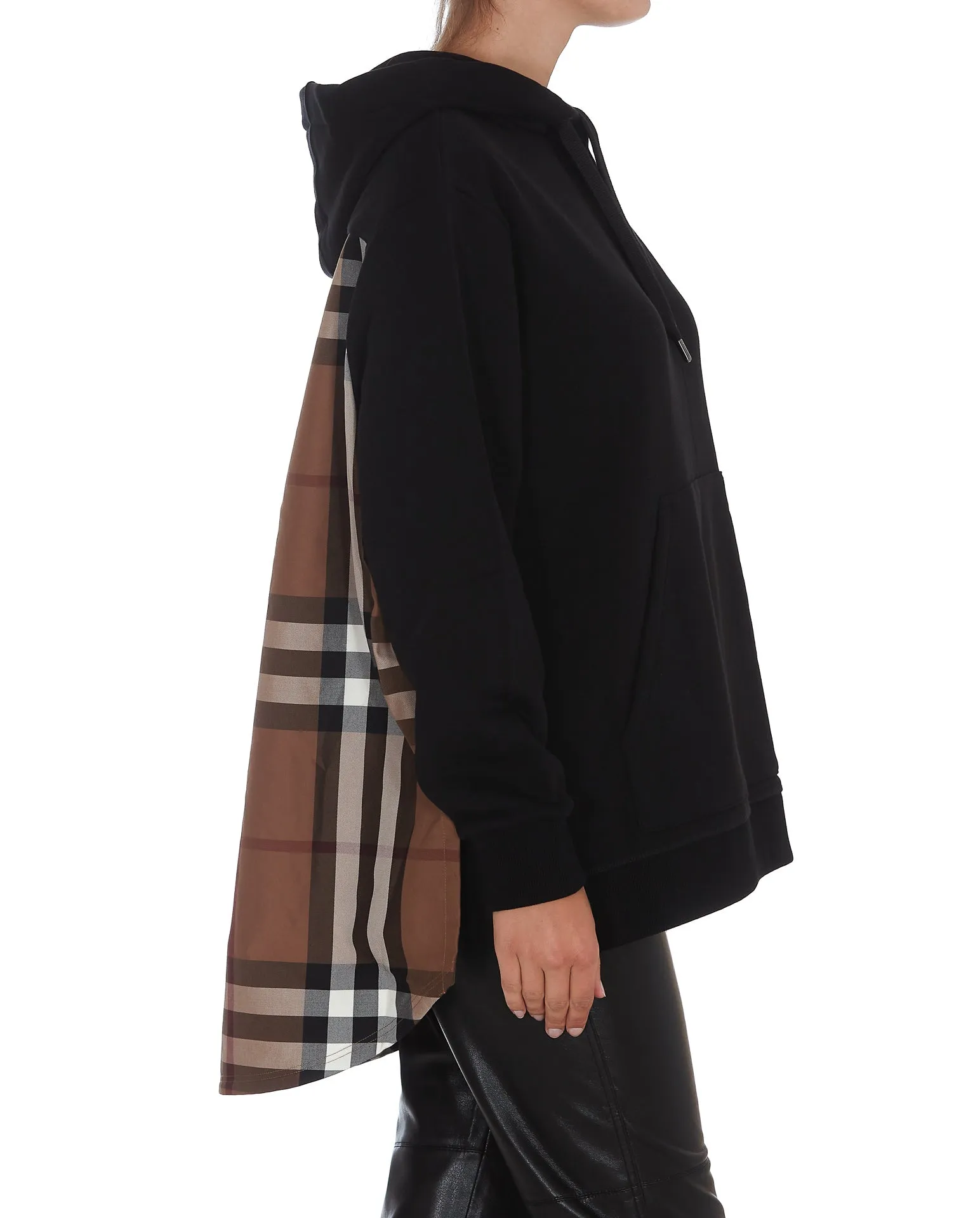 Burberry Check Printed Asymmetric Hoodie