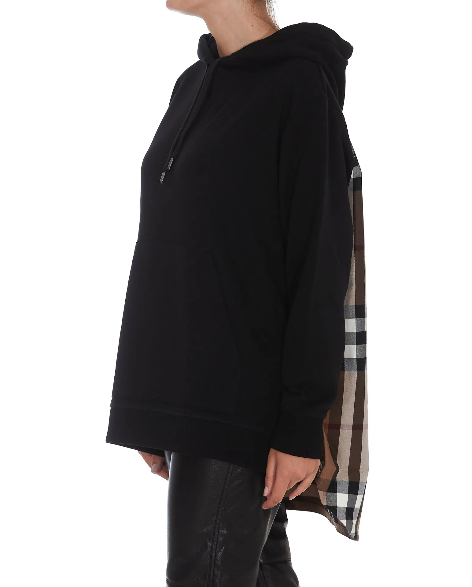Burberry Check Printed Asymmetric Hoodie