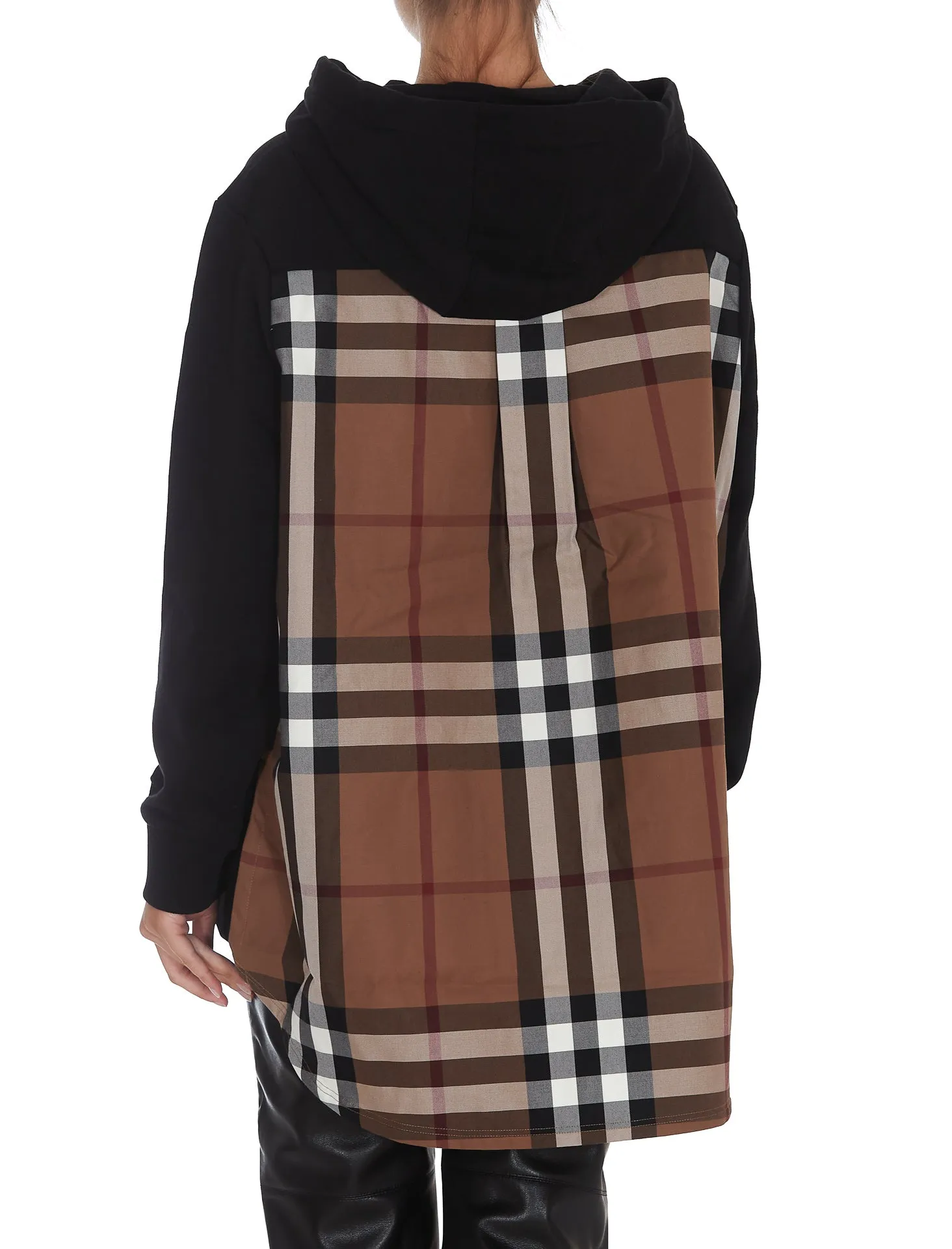 Burberry Check Printed Asymmetric Hoodie