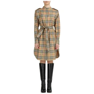 Burberry Checked Belted Shirt Dress
