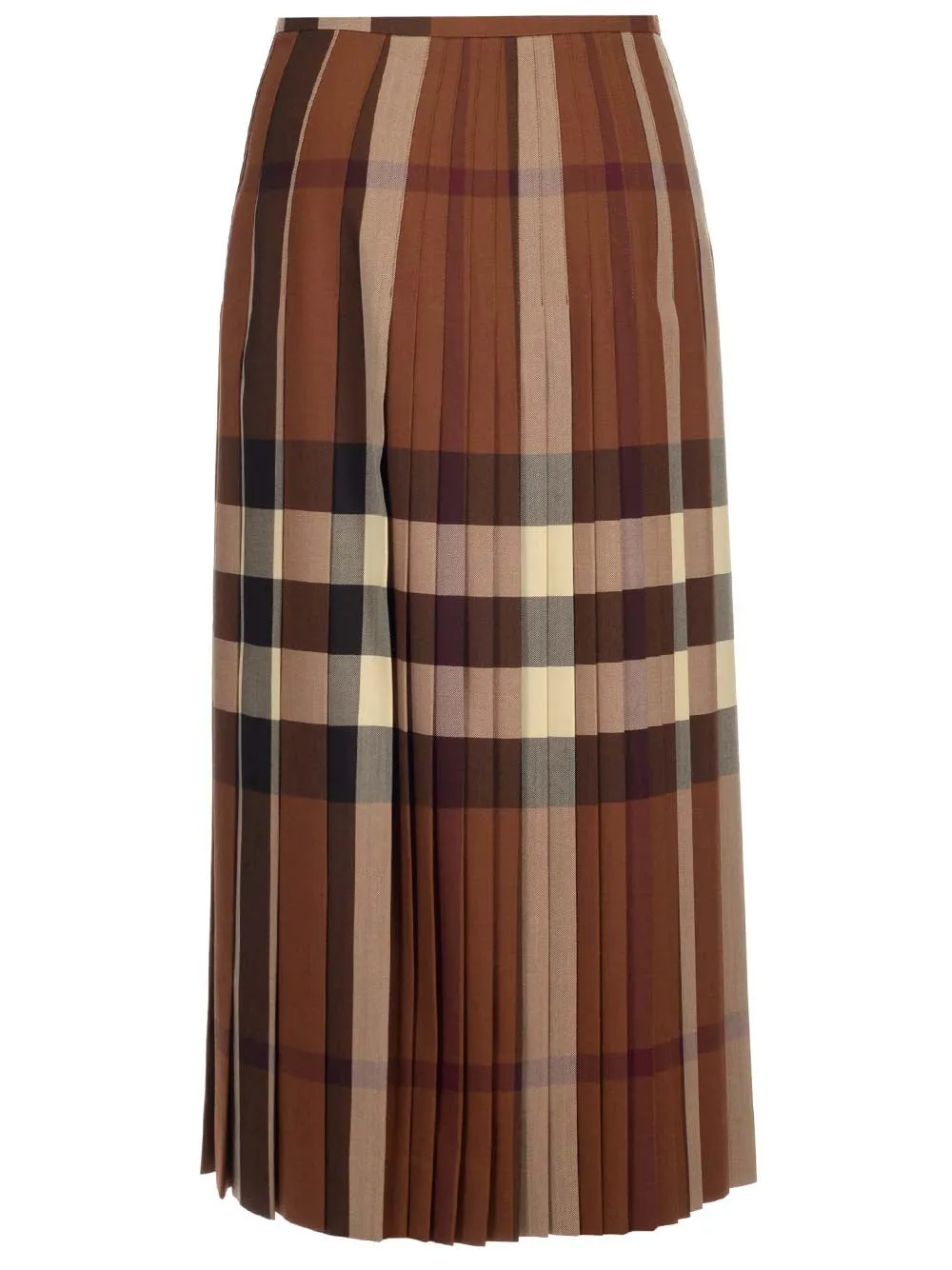 Burberry Checked Pleated Midi Skirt