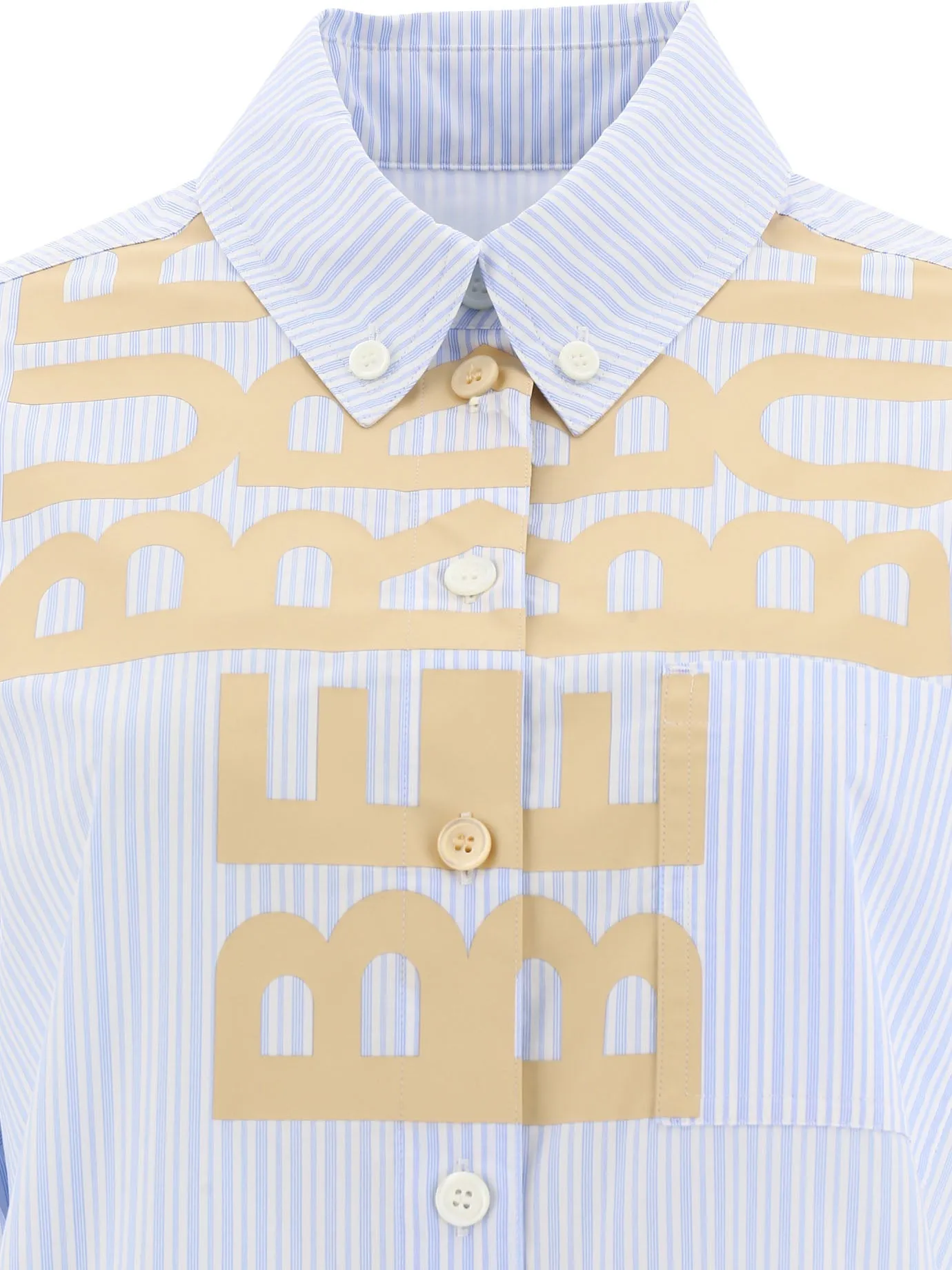 Burberry Logo Print Striped Shirt