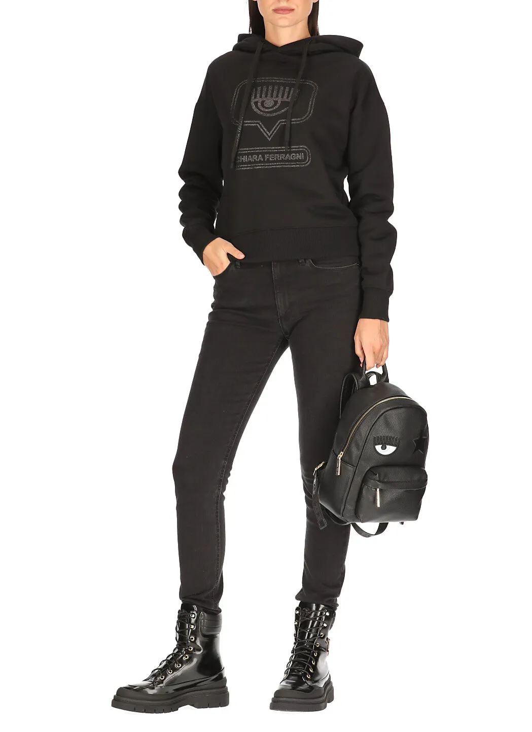 Chiara Ferragni Glittered Eyelike Hoodie