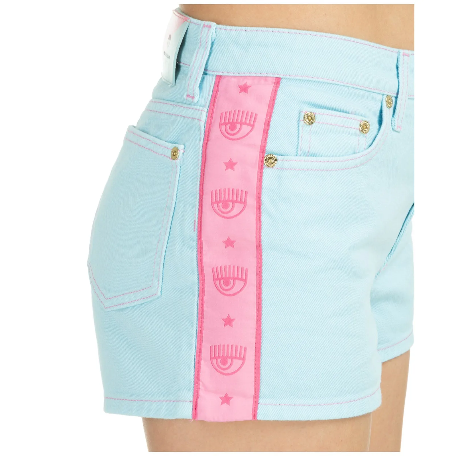 Chiara Ferragni Side-Striped Denim Shorts