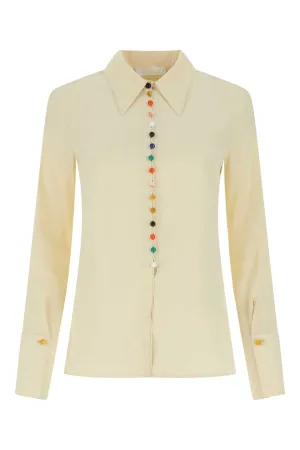 Chlo Bead Buttoned Crepe Shirt