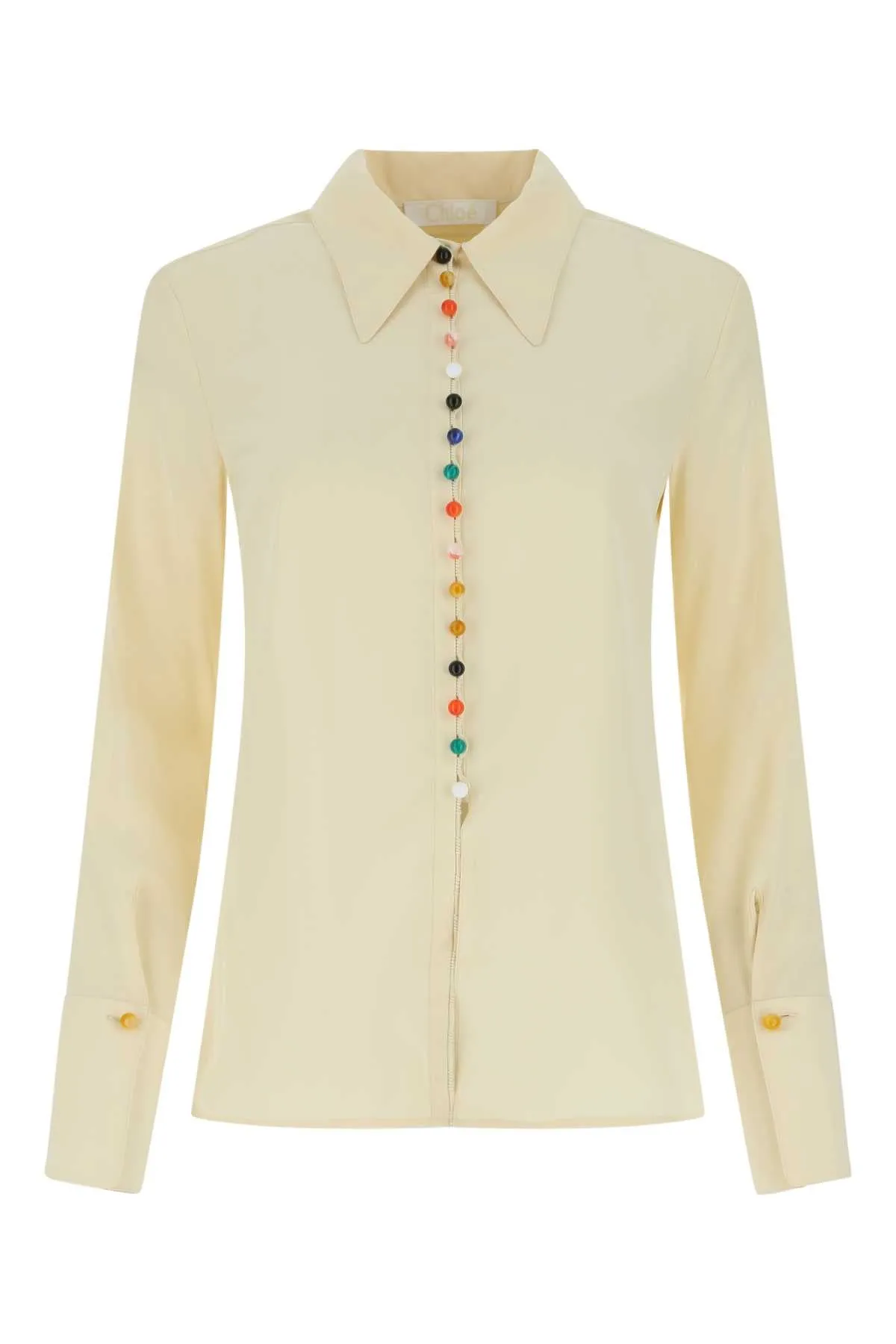 Chlo Bead Buttoned Crepe Shirt