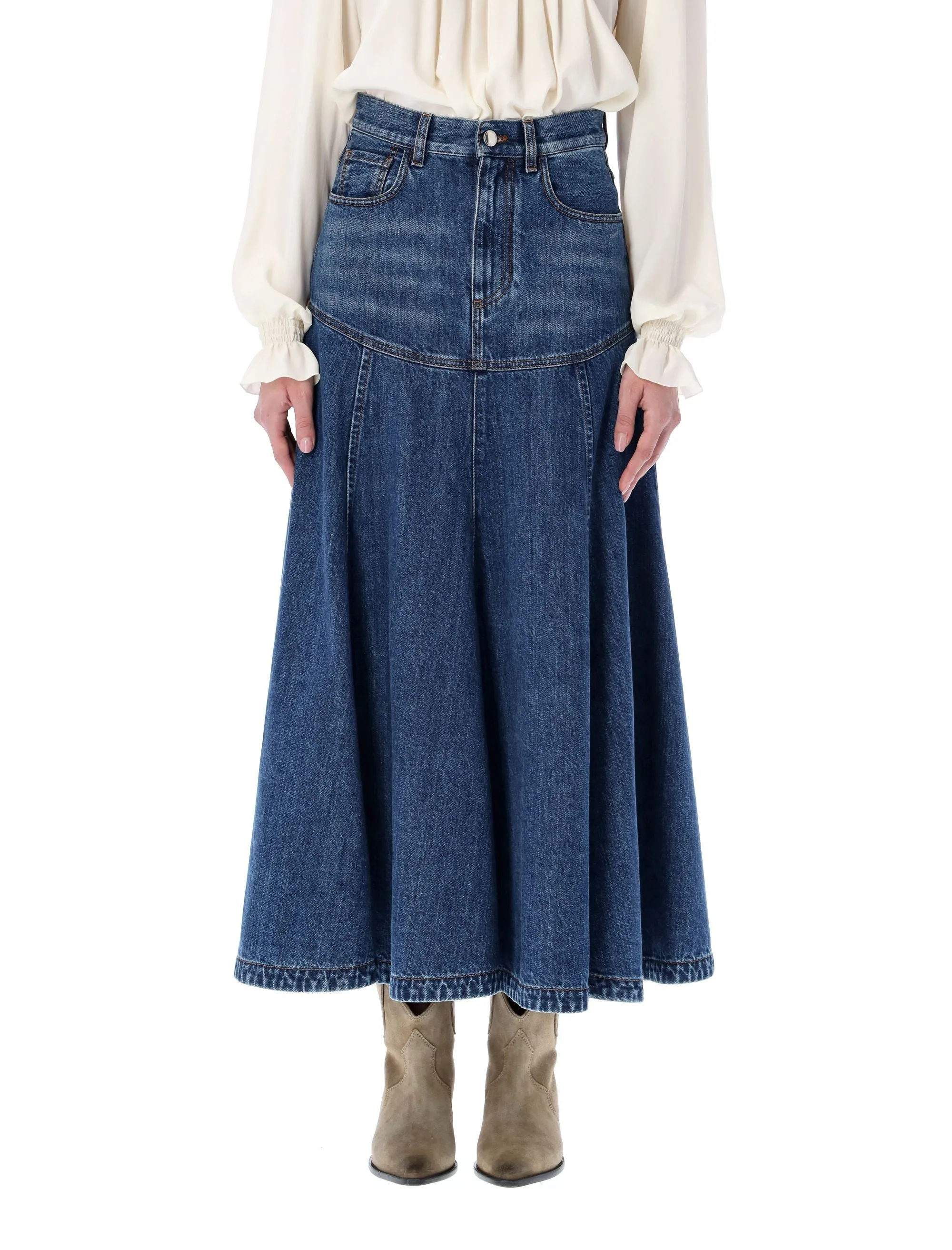 Chlo Denim Midi Skirt