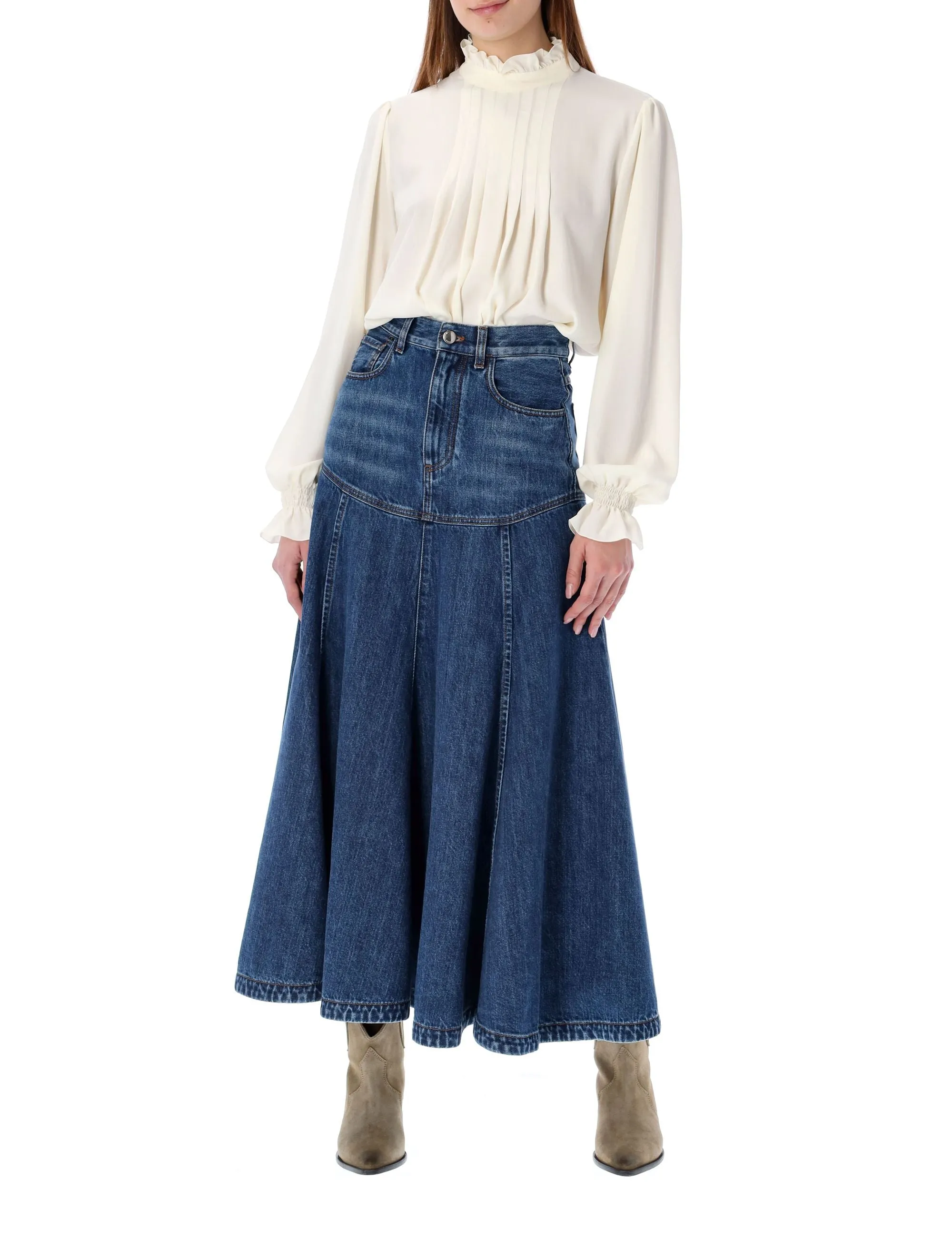 Chlo Denim Midi Skirt