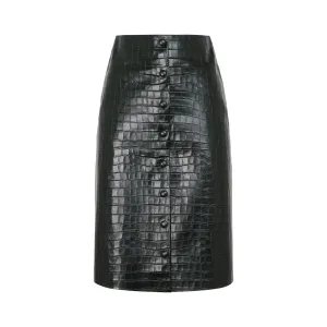 Chlo Embossed Midi Leather Skirt