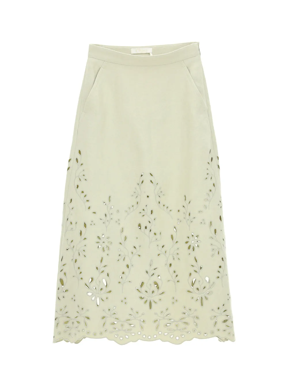Chlo Embroidered A-Line Midi Skirt