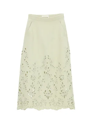 Chlo Embroidered A-Line Midi Skirt