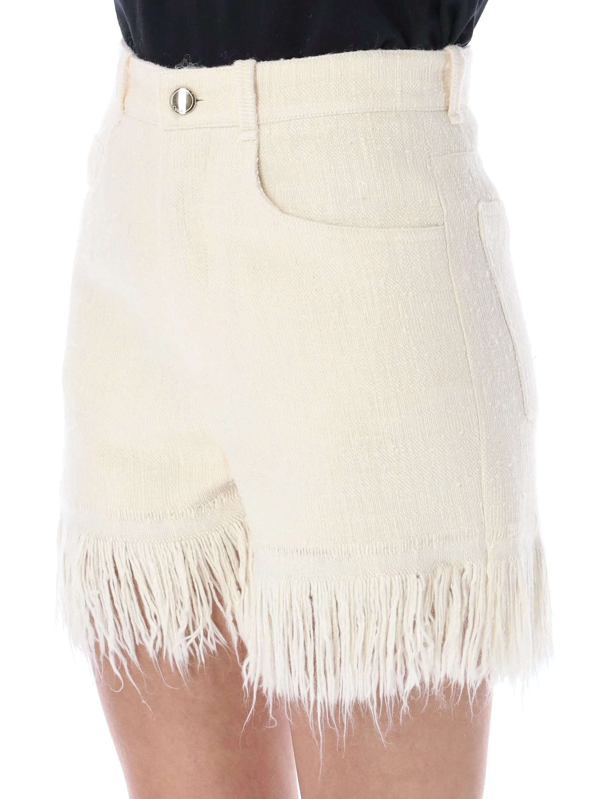 Chlo High Waisted Fringed Mini Shorts
