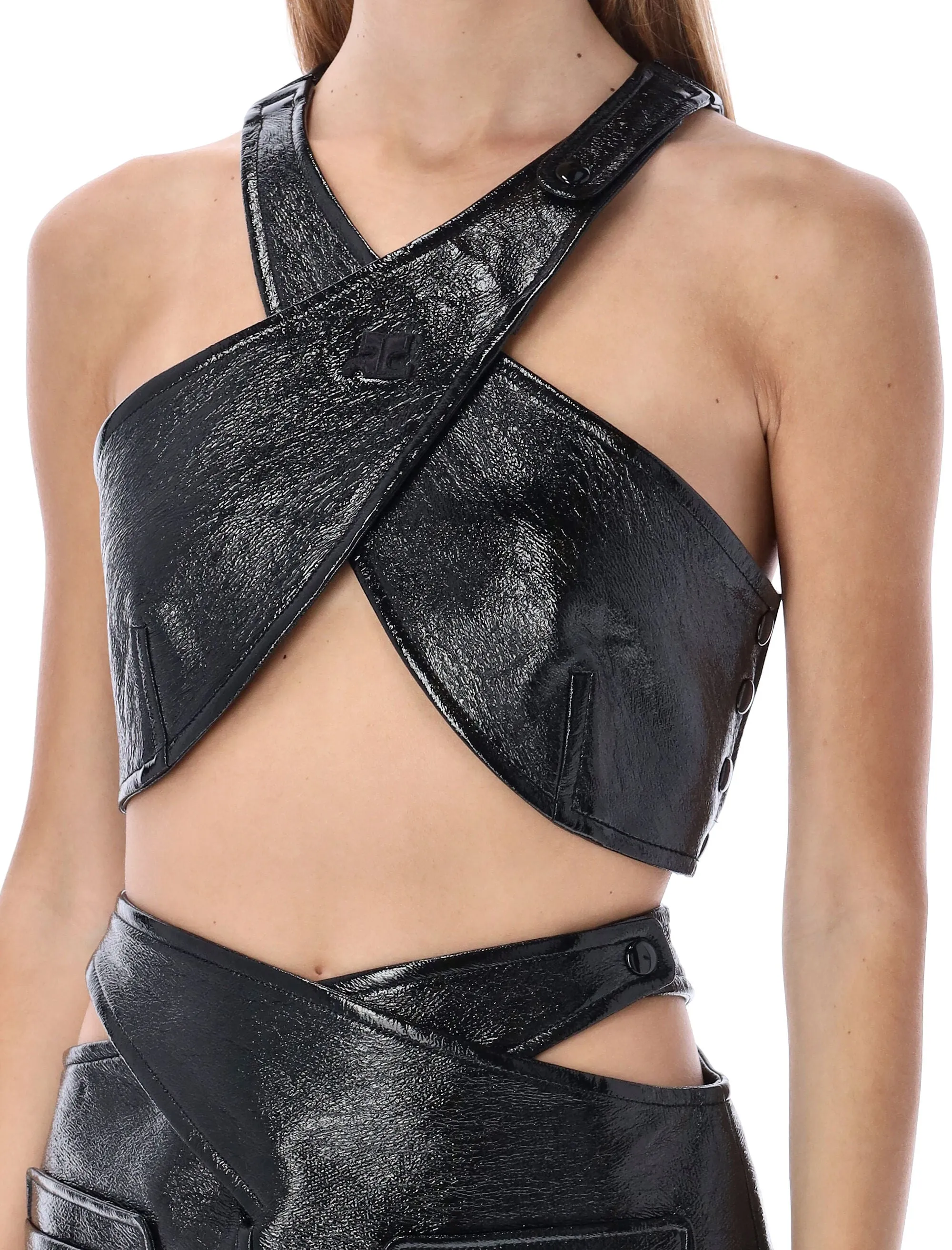 Courrges Logo Patch Crossed Tank Top