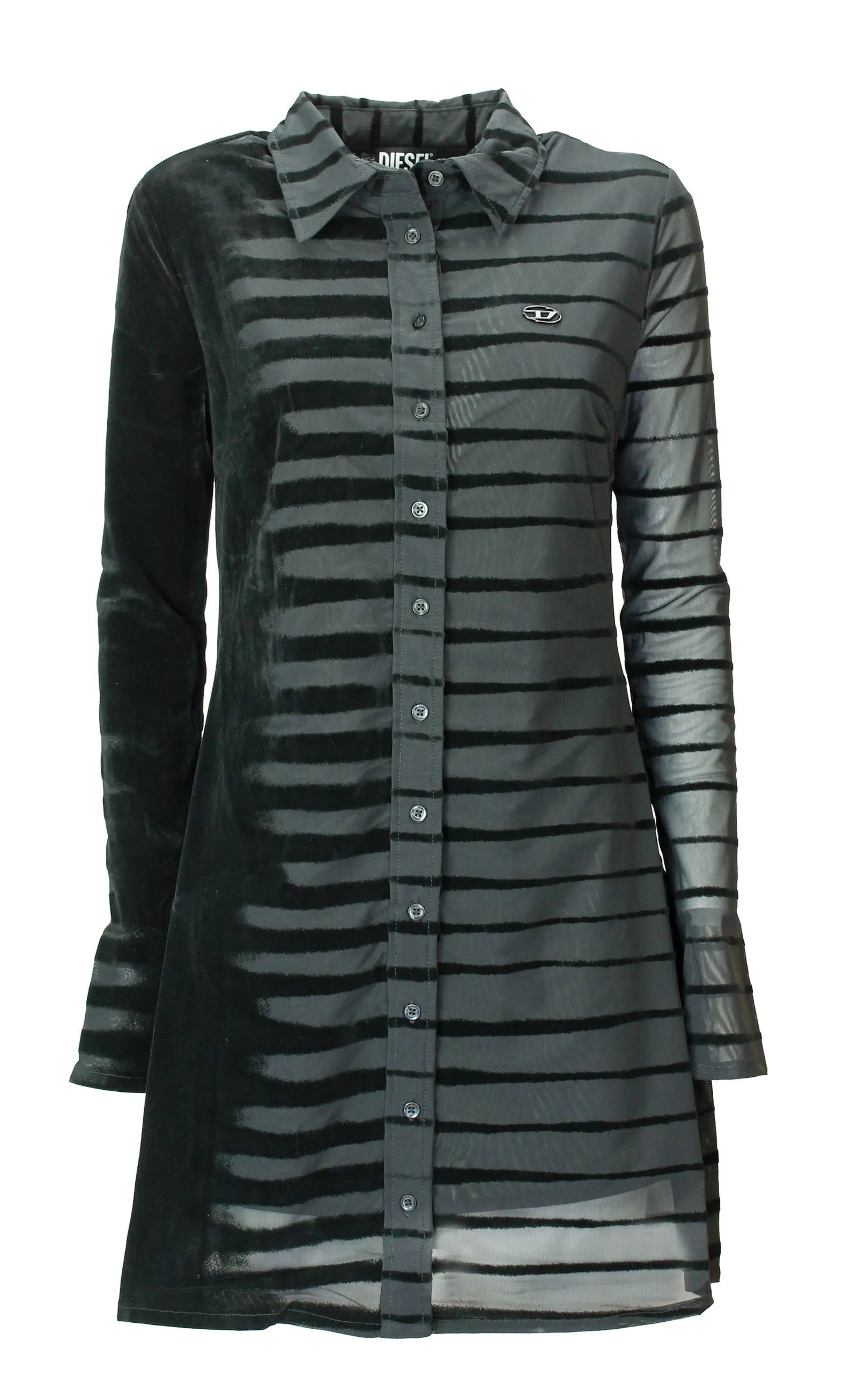 Diesel Flocked Tulle Mini Shirt Dress