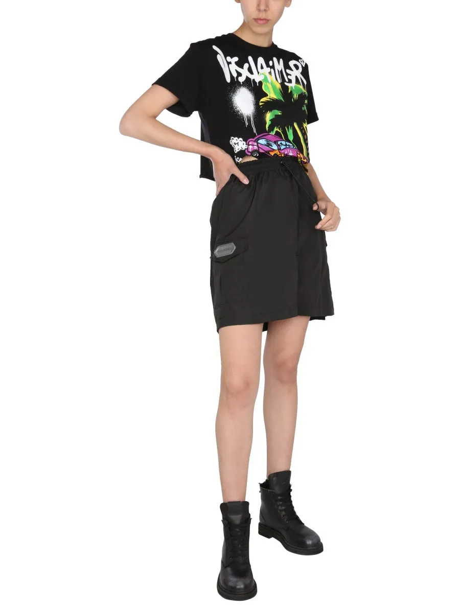 Disclaimer Logo Patch Drawstring Mini Skirt