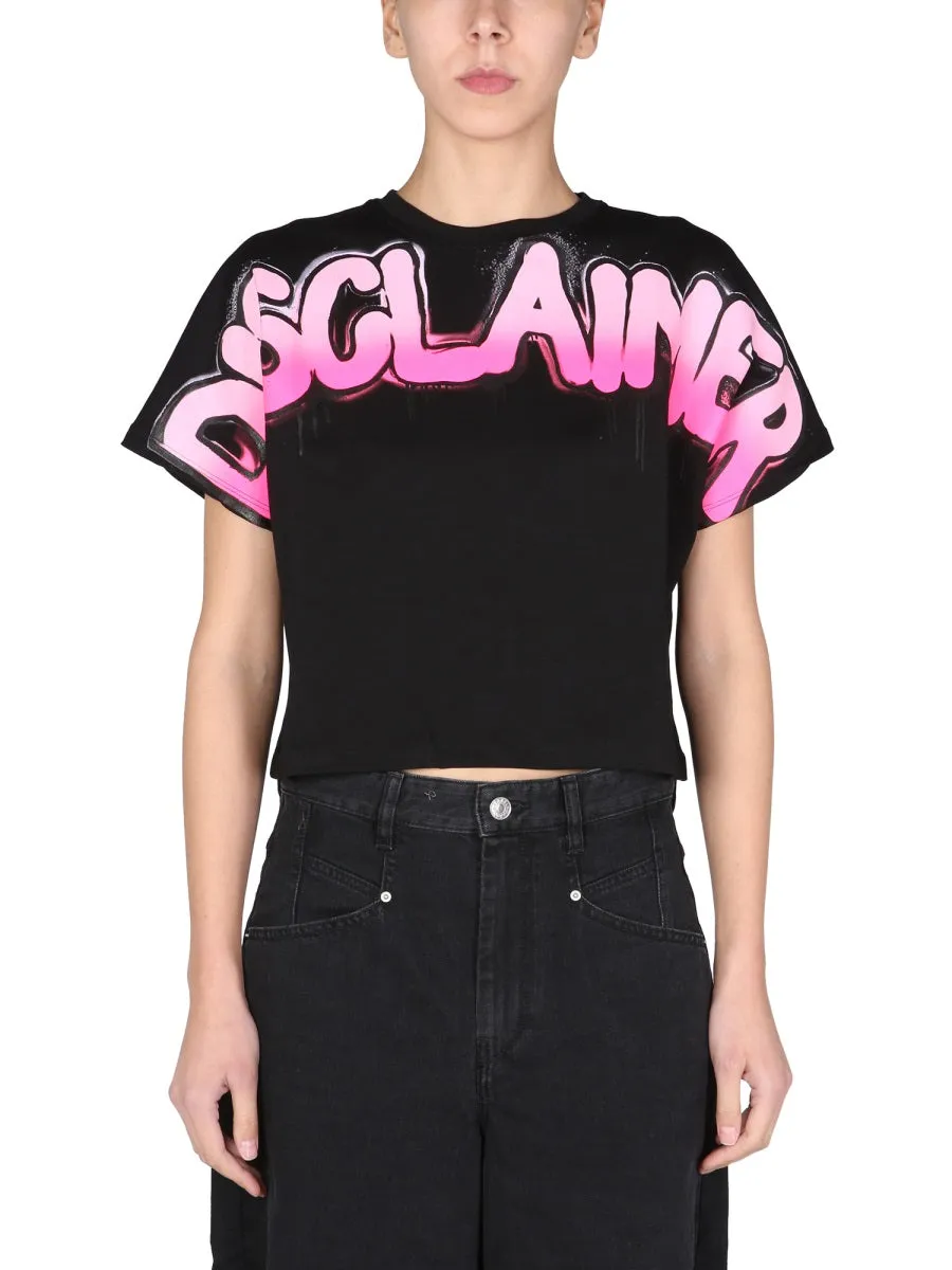 Disclaimer Logo Print Cropped T-Shirt