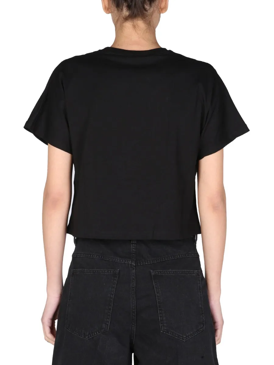 Disclaimer Logo Print Cropped T-Shirt