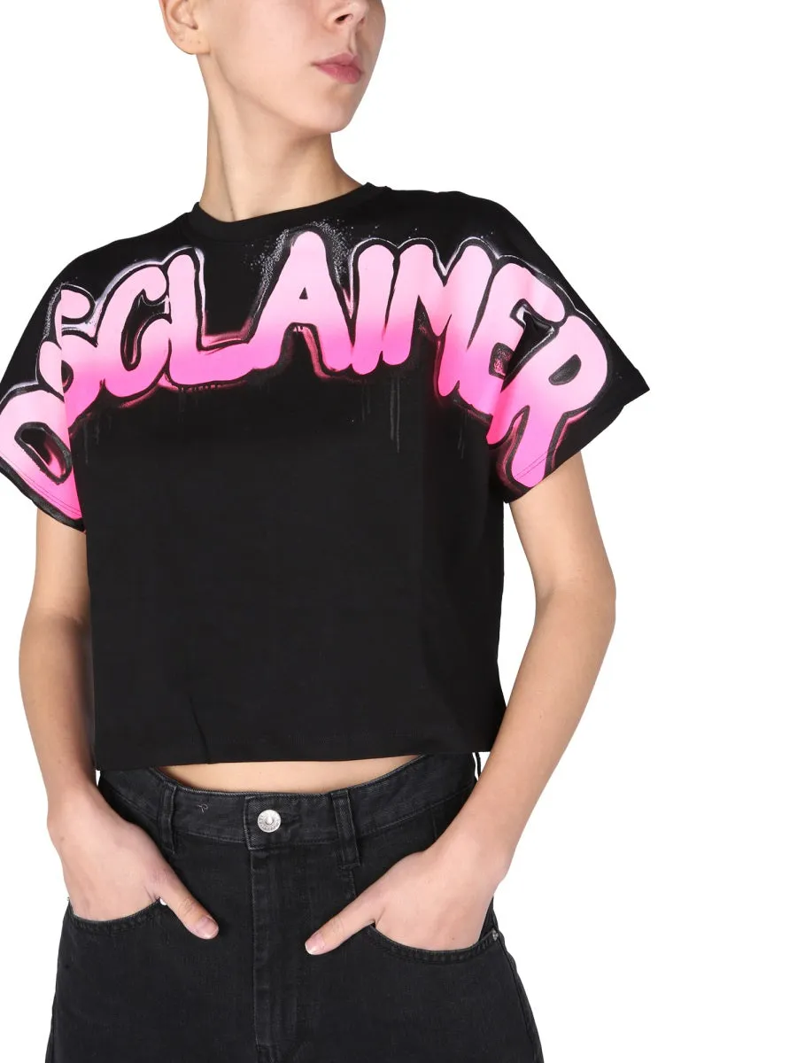 Disclaimer Logo Print Cropped T-Shirt