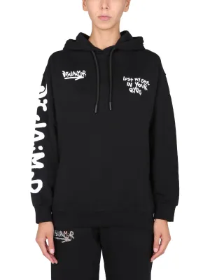 Disclaimer Logo Print Drawstring Hoodie