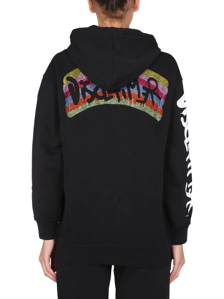 Disclaimer Logo Print Drawstring Hoodie