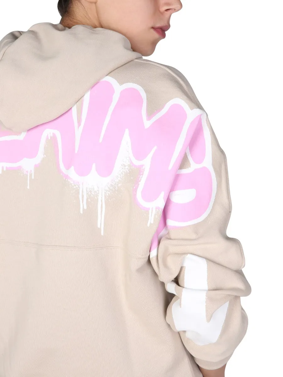 Disclaimer Logo Printed Drawstring Hoodie