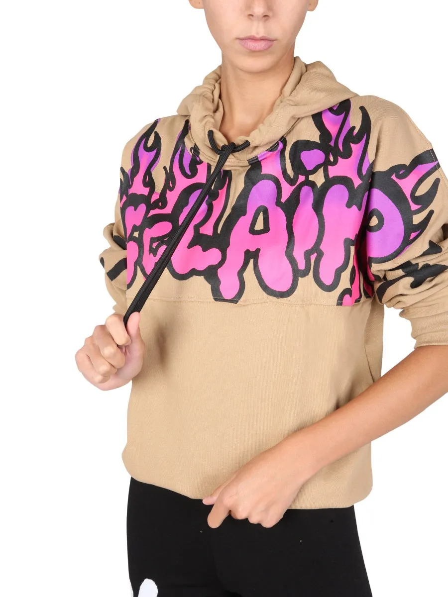 Disclaimer Logo Printed Drawstring Hoodie