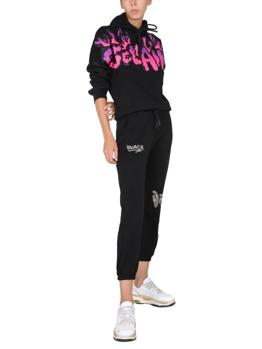 Disclaimer Logo Printed Drawstring Hoodie