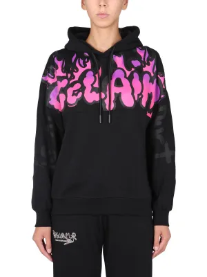 Disclaimer Logo Printed Drawstring Hoodie