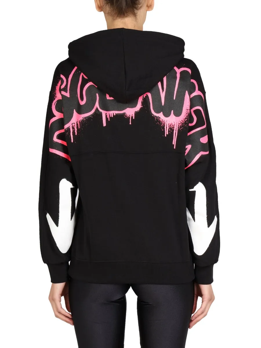 Disclaimer Logo Printed Drawstring Hoodie
